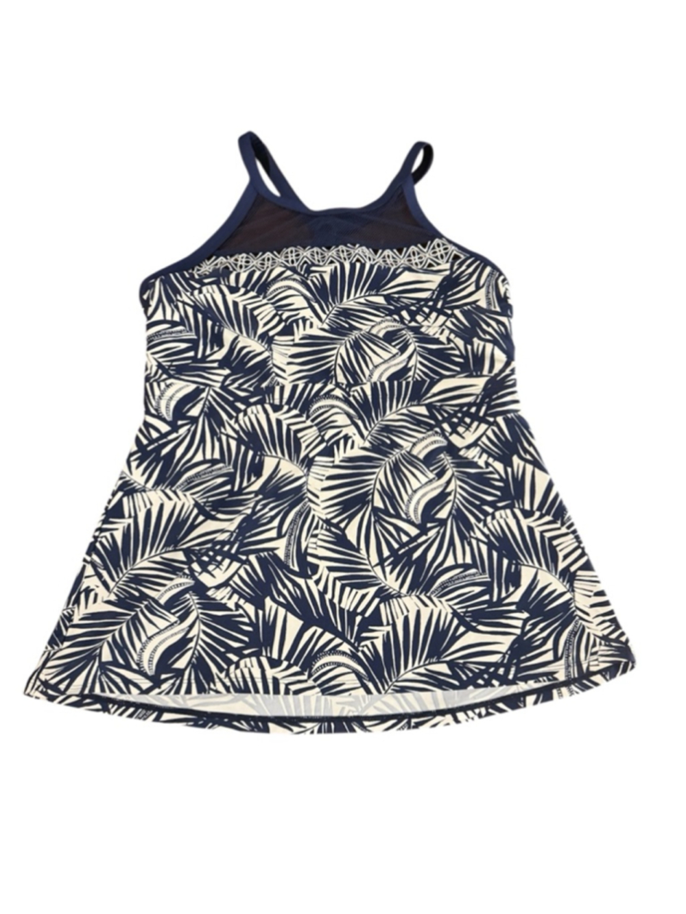 Women's Beach House Navy White Palm Print One Piece Swimsuit Size 10